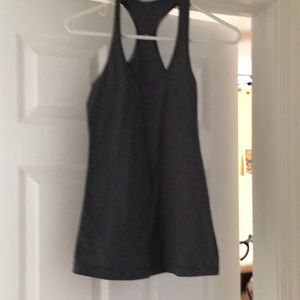 Lululemon racer back tank - fine black and white strips - size 6